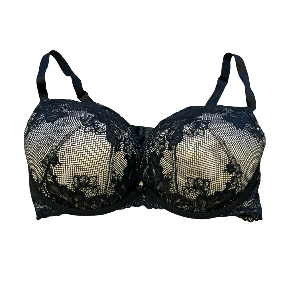 Torrid Floral Lace Bra Size 40DD Black & Nude